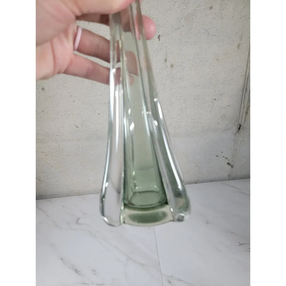12 1/2 Inch‎ Smokey Clear Black Stretch  Glass Bud Vase